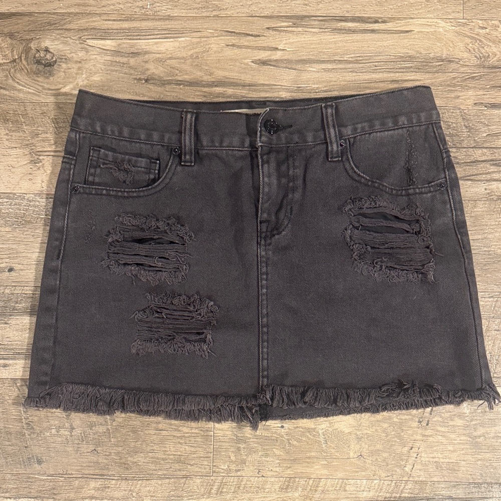 Brandy Melville Black Distressed Mini Skirt - Size 27